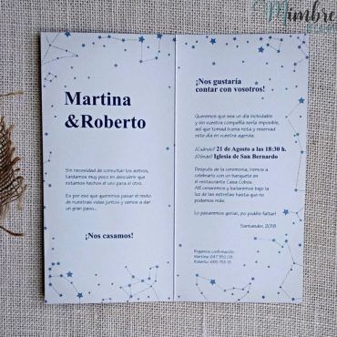 Invitación boda Busquets 2 estrellas y luna