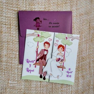 39124, invitación, boda, cardnovel, columpio, novios