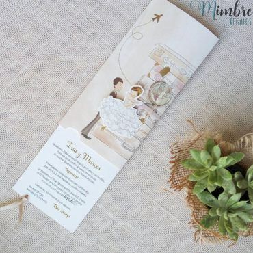 invitación de boda cardnovel novia bailarina y maletas
