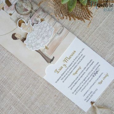 invitación de boda cardnovel novia bailarina y maletas