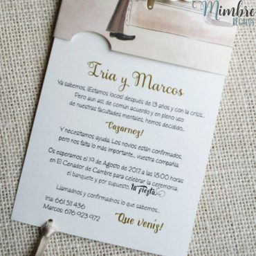 invitación de boda cardnovel novia bailarina y maletas