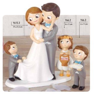 figura tarta boda novios con niño niña mopec y615 y66