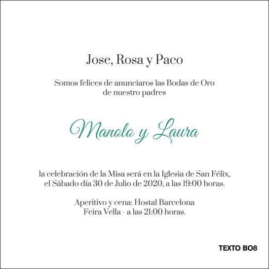 texto invitacion bodas de oro