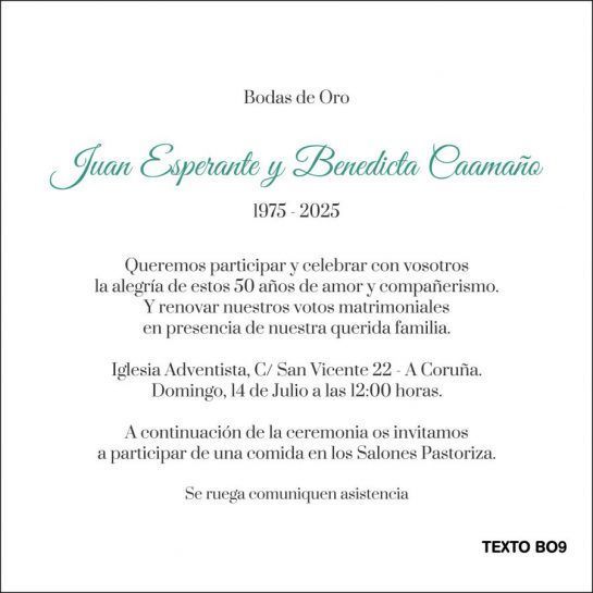 texto invitacion bodas de oro