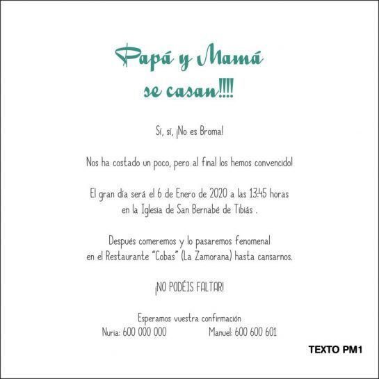 texto papa y mama se casan invitacion de boda