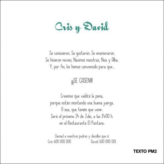 texto papa y mama se casan invitacion de boda