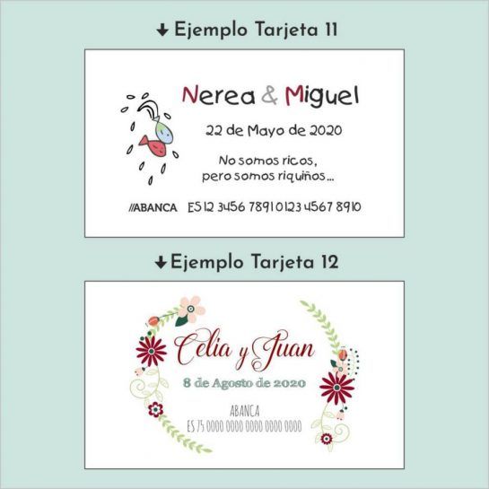 tarjetas bancarias para invitación de boda