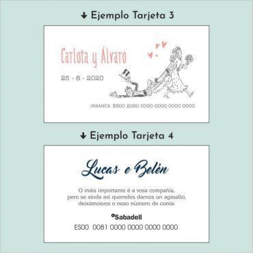tarjetas cuenta bancaria para invitación boda