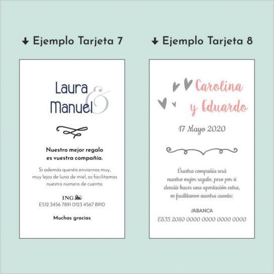 tarejtas bancarias para invitación de boda