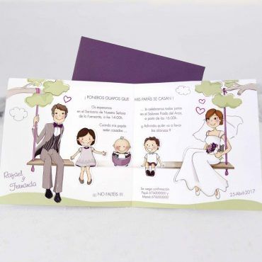39124, invitación, boda, cardnovel, columpio, novios