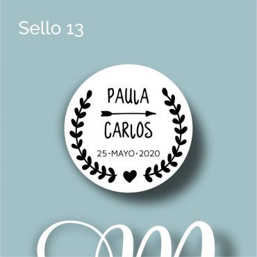 Sello de boda de caucho y madera