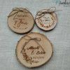 tronco porta-anillos rústico con grabación para bodas