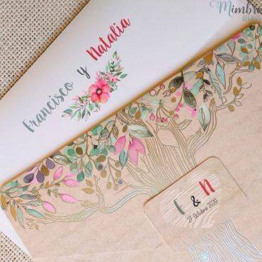 invitacion boda, 39303, cardnovel, floral, rectangular, arbol