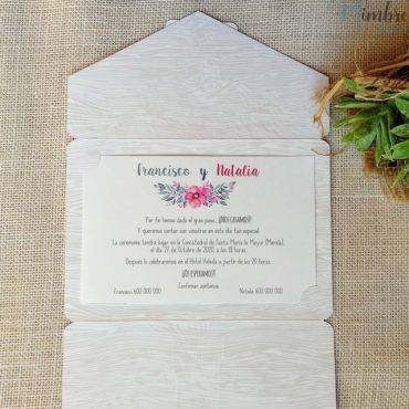invitacion boda, 39303, cardnovel, floral, rectangular, arbol