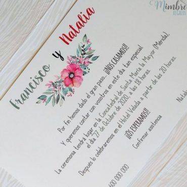 invitacion boda, 39303, cardnovel, floral, rectangular, arbol