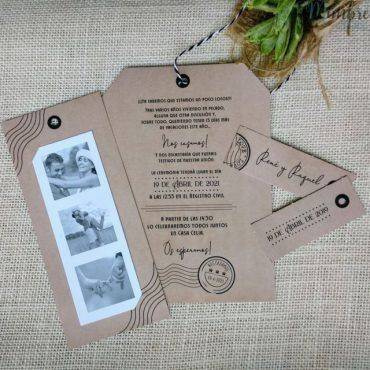 invitacion boda, 39731, cardnovel, foto maton, foto, kraft, original