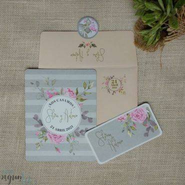 invitacion boda, 39740, cardnovel, rectangular, flor, elegante