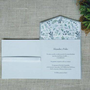 invitacion boda, 39751, cardnovel, hoja, cuadrada, lazo, forro