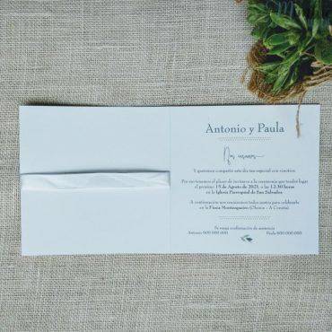 invitacion boda, 39751, cardnovel, hoja, cuadrada, lazo, forro