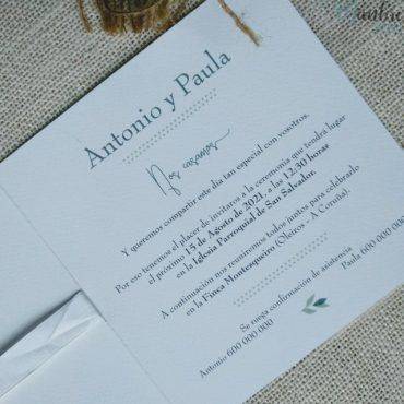 invitacion boda, 39751, cardnovel, hoja, cuadrada, lazo, forro