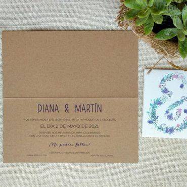 invitacion boda, 726037, belarto, rectangular, kraft, floral