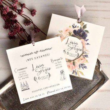 39804, invitación, boda, cardnovel, guirnalda, flores, iconos, novios