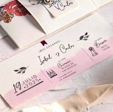 39806, invitación, boda, cardnovel, estilo, sobre, flores