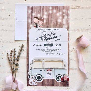 39807, invitación, boda, cardnovel, minivan, furgoneta, familia