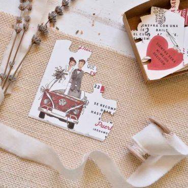 39808, invitación, boda, cardnovel, caja, puzle, furgoneta, novios