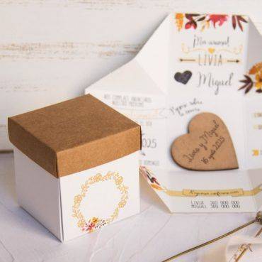 39820, invitación, boda cardnovel, soplamocos, caja, flores, corazón, madera