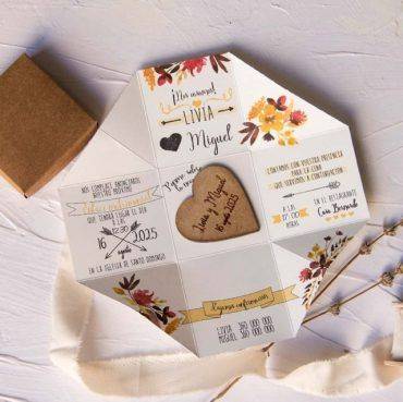 39820, invitación, boda cardnovel, soplamocos, caja, flores, corazón, madera