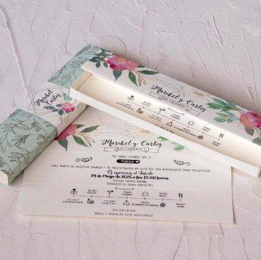 39821, invitación, boda, cardnovel, verde, flores, timeline