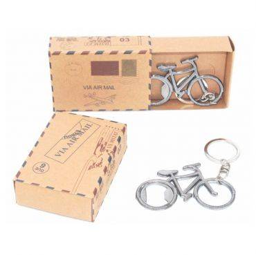 llavero abridor bicicleta con caja de regalo decoración postal