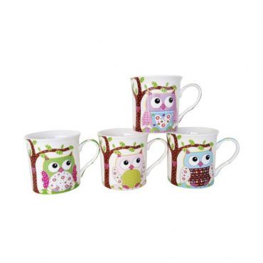 tazas de cerámica blanca búho Disok