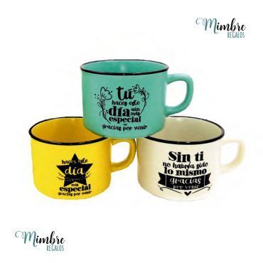 Taza "Gracias por venir" retro colores surtidos Disok