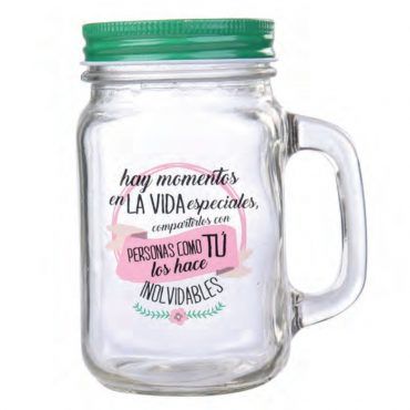 jarra de cristal con pajita y frases Disok 7123