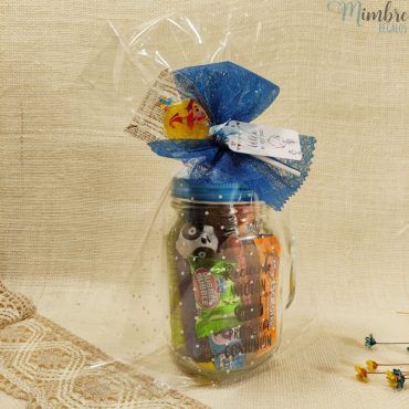 jarra cristal recuerdo con pajita y chuches disok