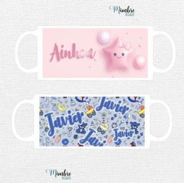 taza blanca cerámica bautizo personalizada