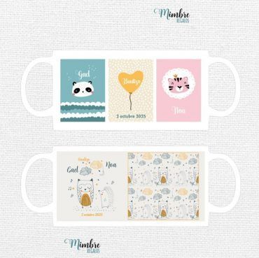 taza blanca cerámica bautizo personalizada