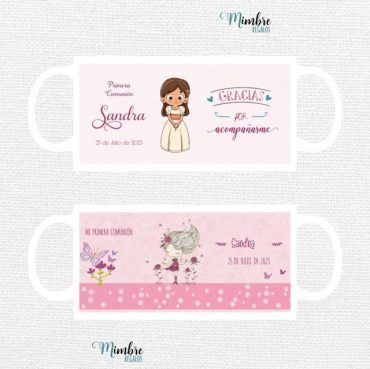 taza de cerámica blanca comunión personalizable