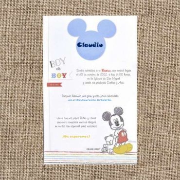 15271 caramelo Mickey invitación bautizo cumpleñaos o baby shower