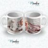 taza blanca de bautizo con foto de bebé