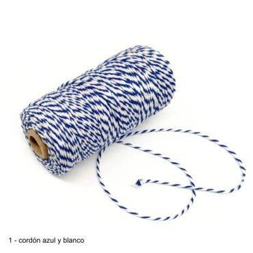 cordón de algodón en azul y blanco