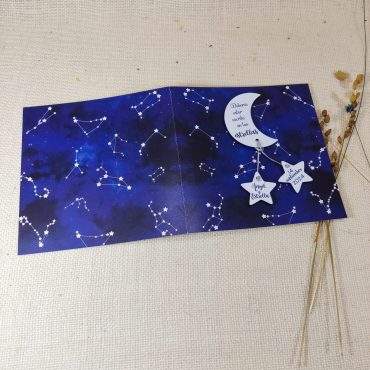 invitación de boda luna y estrellas exterior abierto