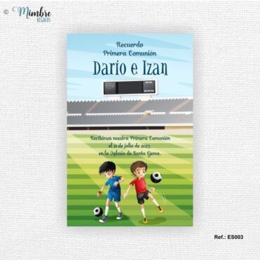 recordatorio o estampa comunión fútbol