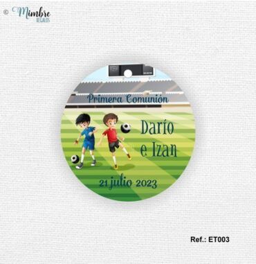 etiqueta comunión fútbol