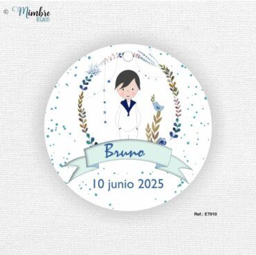 etiqueta o pegatina comunión niño marinero